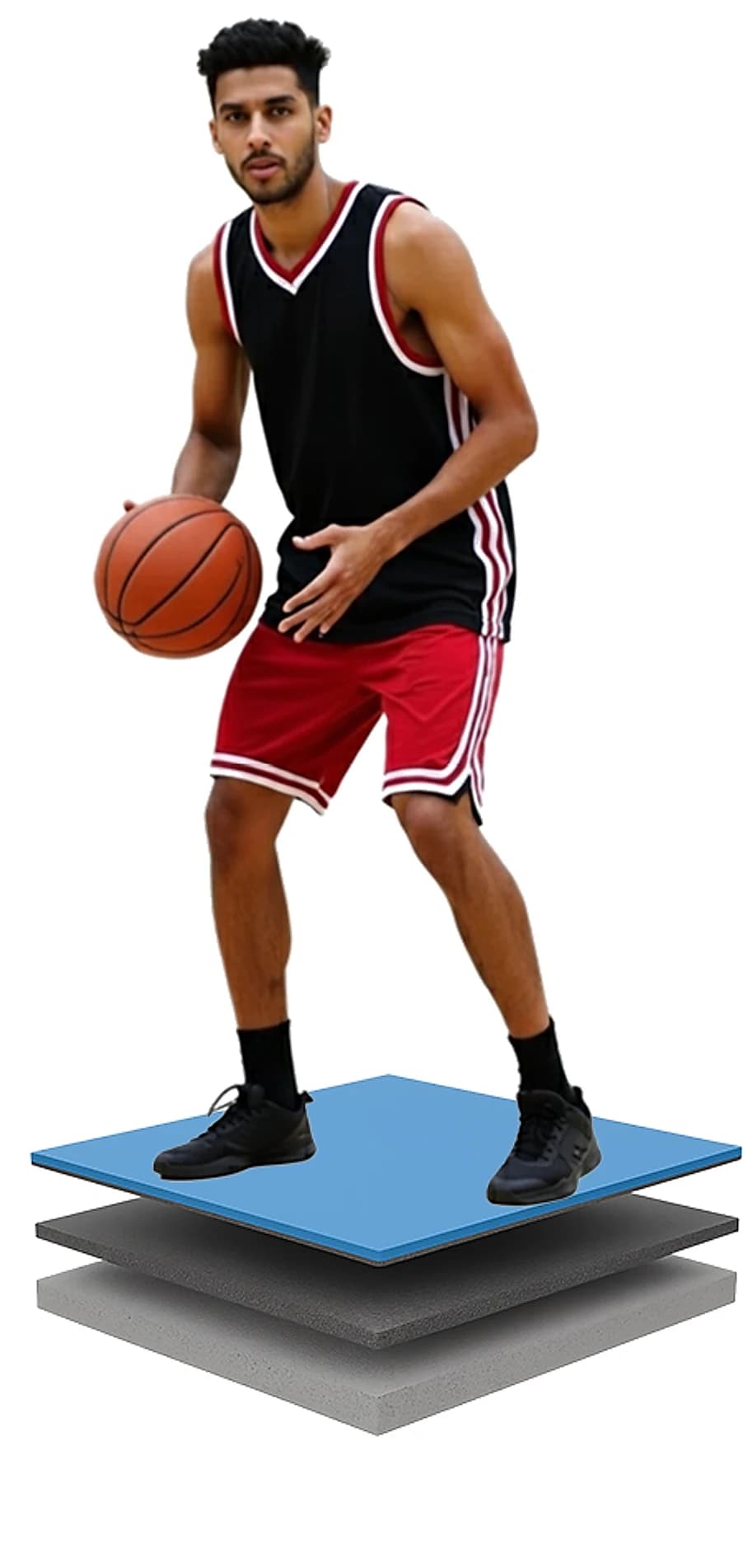 Athlete on a basketball surface
