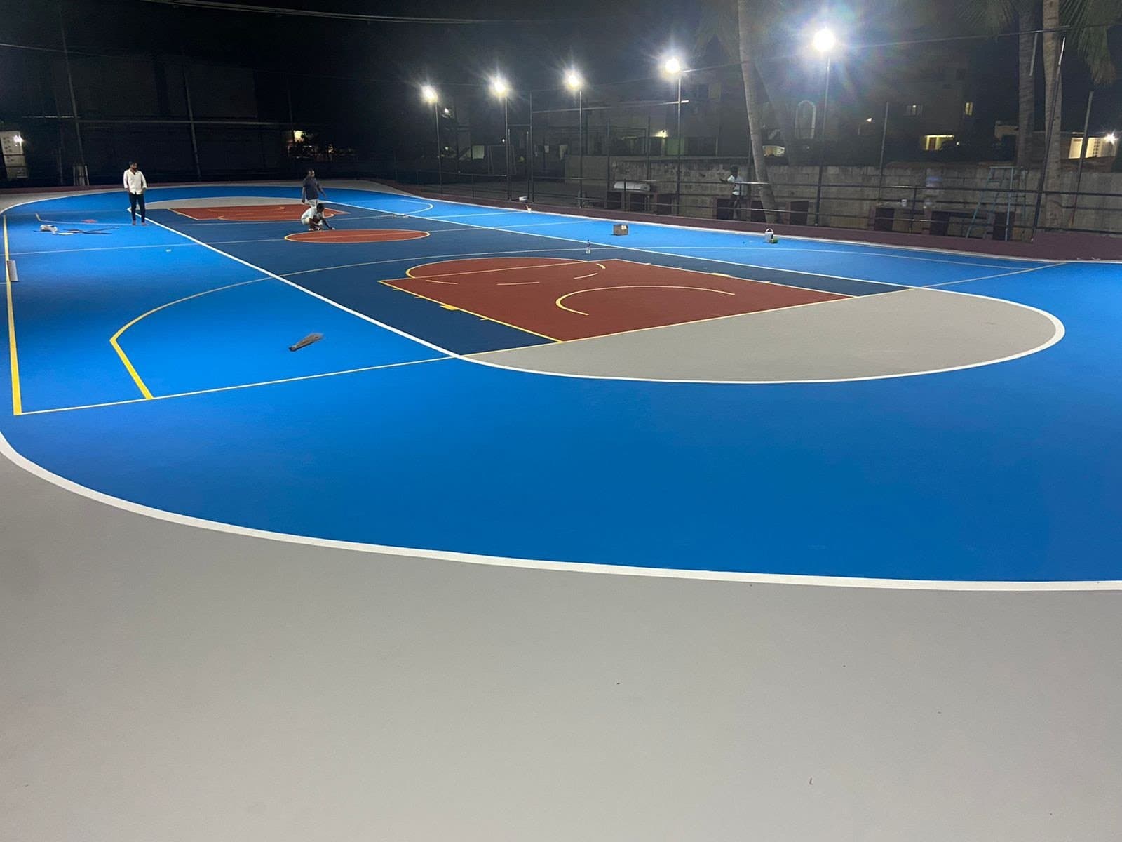 Floodlit synthetic skating rink with a basketball court inside, Mango City Sports Academy, Salem, built by Fitoverse